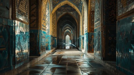 The Shah-i-Zinda necropolis in Samarkand Uzbekistan a stunning avenue of mausoleums that features...