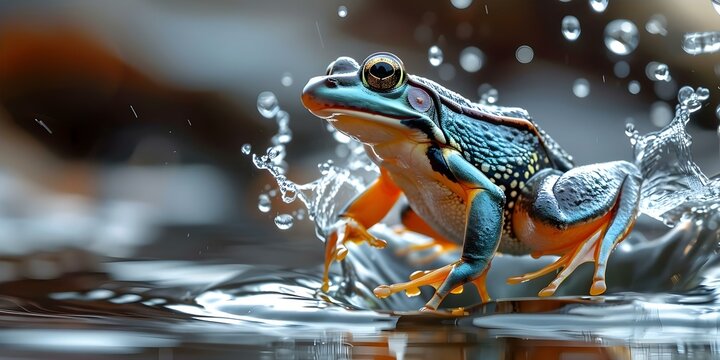 Unique Business Idea: Hosting a Frog Jumping Contest with Water Splashes. Concept Outdoor Event, Fun Competition, Water Activities, Unique Entertainment, Exciting Prizes