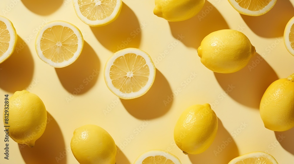 Poster creative layout made of lemon flat lay food concept : generative ai