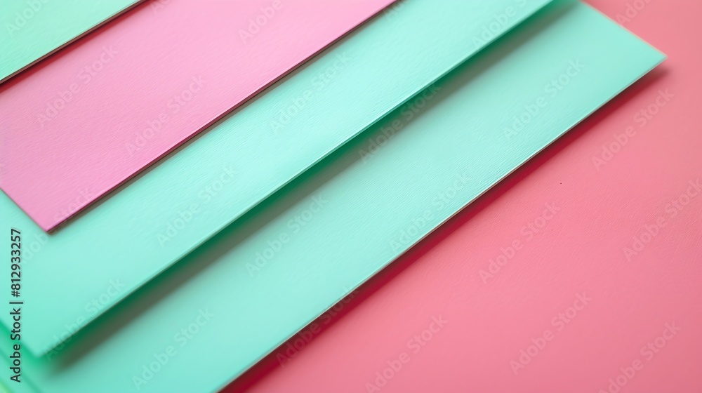 Poster layout of colorful carton sheets in pink and green shades : generative ai