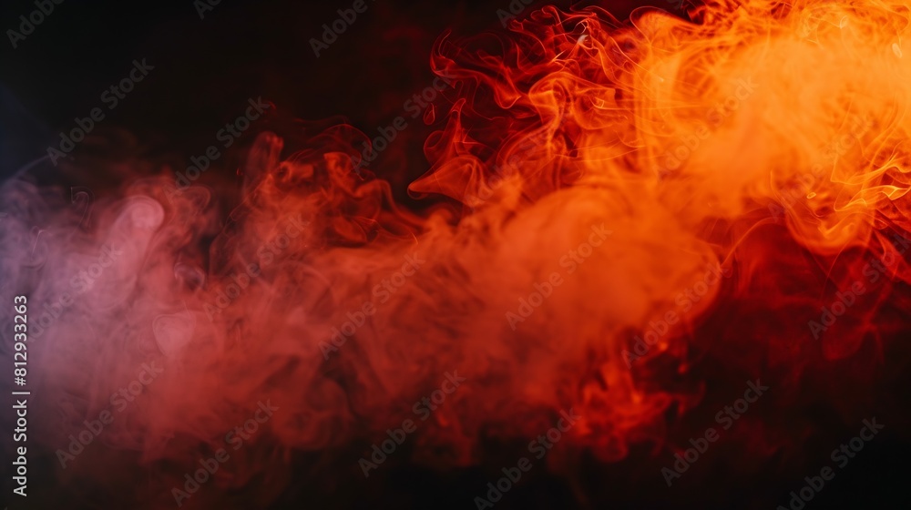 Poster orange and red steam on a black background copy space : generative ai