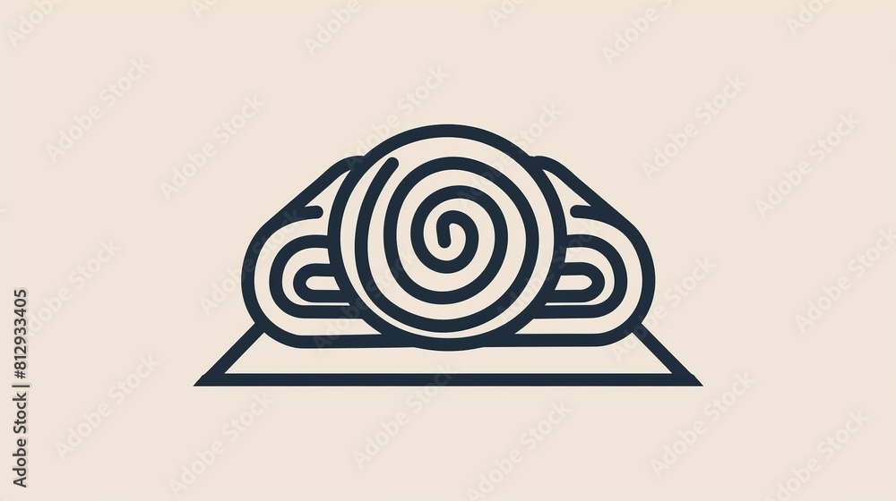 Poster a simple vector illustration showcases a line icon of rolled fabric, presenting a basic representati