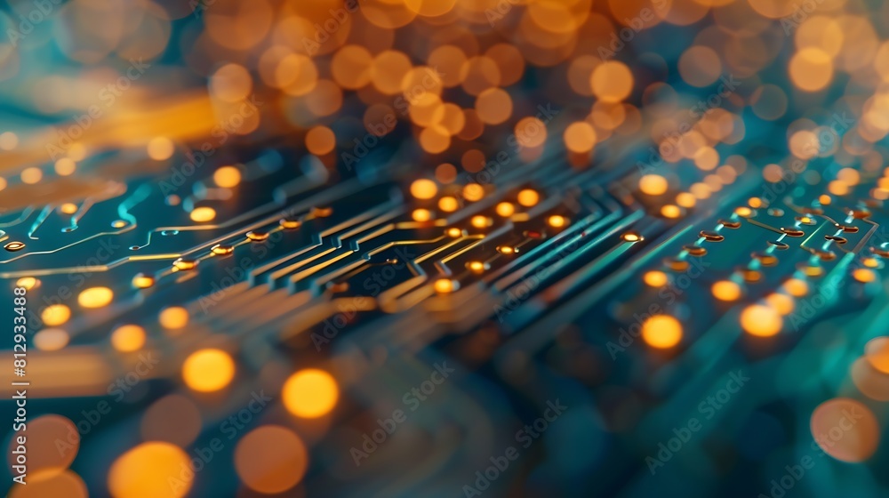 Aufkleber close up of BGA ball grid array technology footprint on electronic board macro : Generative AI