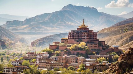The Kumbum Monastery in Gyantse Tibet a prominent example of Tibetan Buddhist architecture featuring a unique combination of stupa and temple with tho