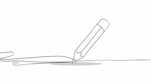 recommend clip art: A single continuous line drawing depicts a pencil in minimalist style, symbolizing education and back-to-school themes in modern graphic design.