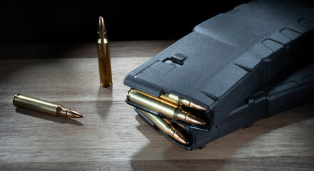 High capacity assault rifle magazines loaded
