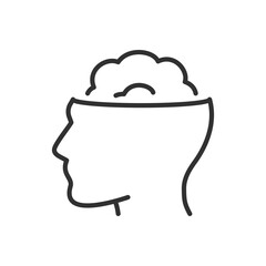Brain in a person's head, linear icon. Line with editable stroke