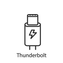 Thunderbolt cable, linear icon. Line with editable stroke