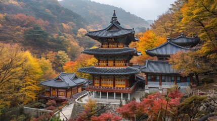 The Beomeosa Temple in Busan South Korea a serene Buddhist retreat nestled in the mountains known for its beautiful wooden architecture and vibrant au