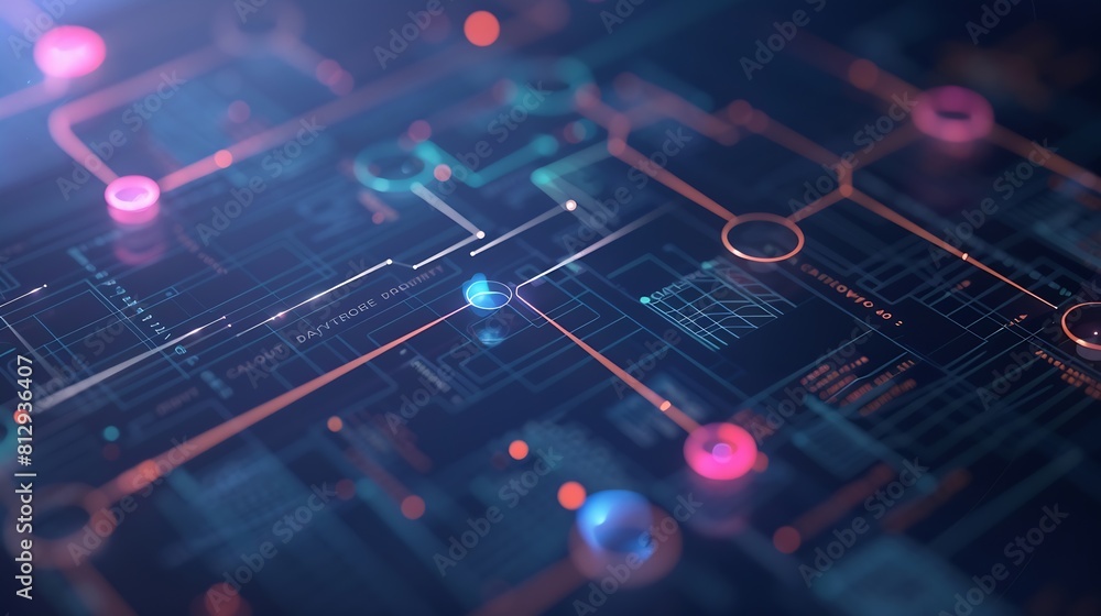 Aufkleber Business process and workflow automation with flowchart Organization chart with hierarchy structure of teams and employees in company Business and technology concept : Generative AI