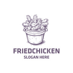 Fried chicken restaurant logo vector illustration