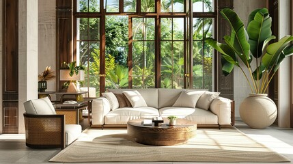 Interior background 3d render, Living room interior