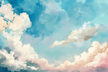 Abstract cloudscape with soft brush strokes in pastel colors