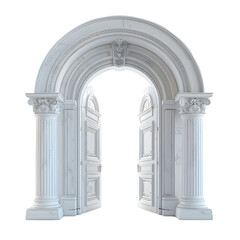 white arched doorway with columns isolated png transparent background