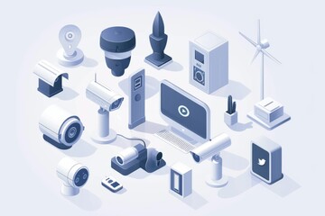 Fototapeta premium Smart alarm panels and network handling technologies secure properties with advanced surveillance and theft protection systems.