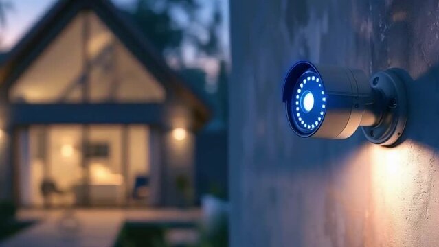 CCTV camera outside the house accommodation safety concept