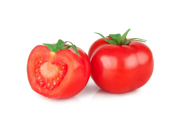 Tomato and slice isolated on a white background