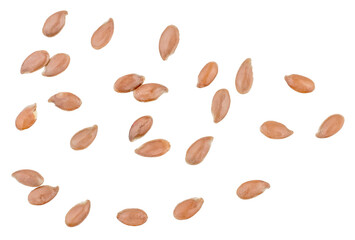 Flax seeds isolated on a white background, top view