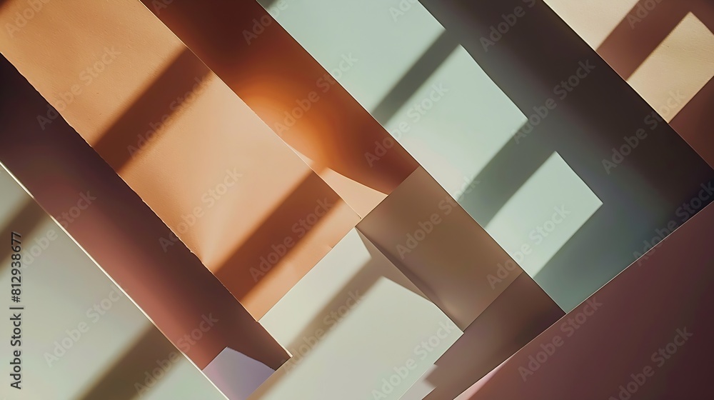 Aufkleber from above layout of colorful cardboard sheets in brown and grey shades : generative ai