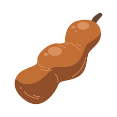 Ripe tamarind fruit vector illustration, whole buah asam or tamarindo fruits isolated on white background
