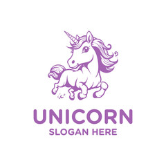 Cute unicorn, mascot logo vector illustration