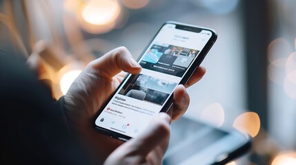 Mobile phone with sample news website on the screen : Generative AI