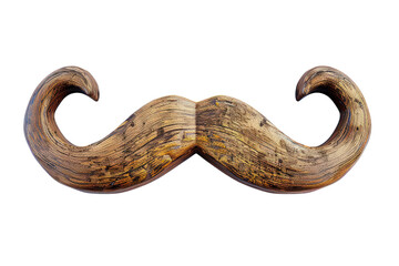 A wooden mustache with a brown color, father's day , clipart, isolate on white background.