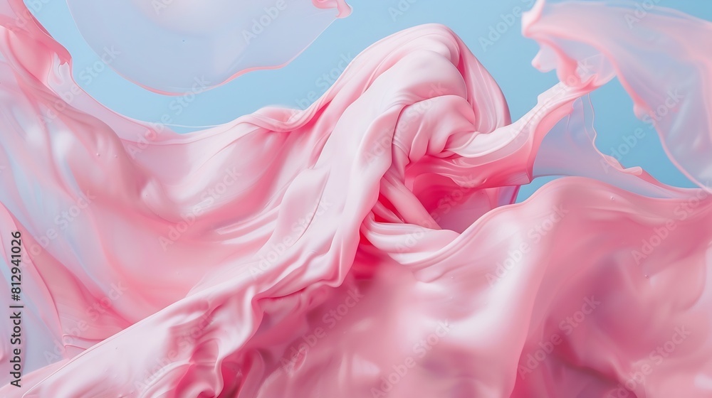 Poster abstract pastel pink color paint with pastel blue background fluid composition with copy space minim