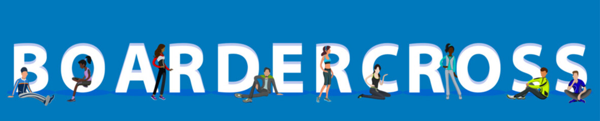 People on "Boardercross" for Web, Mobile App, Presentations