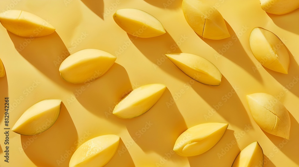 Aufkleber creative layout made of mango flat lay food concept macro concept yellow background : generative ai