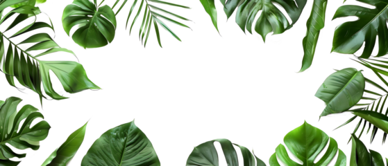 monstera leaves boarder frame isolated png 