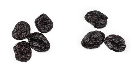 Prune isolated on a white background, top view