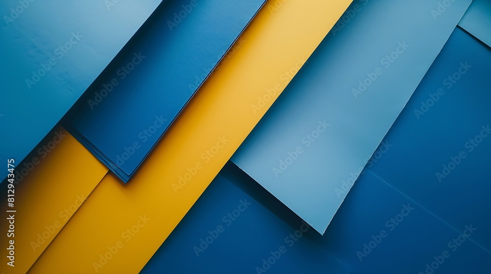 Aufkleber layout of colorful cardboard sheets in blue and yellow shades : generative ai