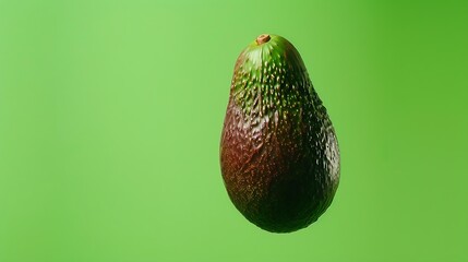 Ripe fresh avocado flying on green background Haas variety avocado isolated copy space banner size : Generative AI