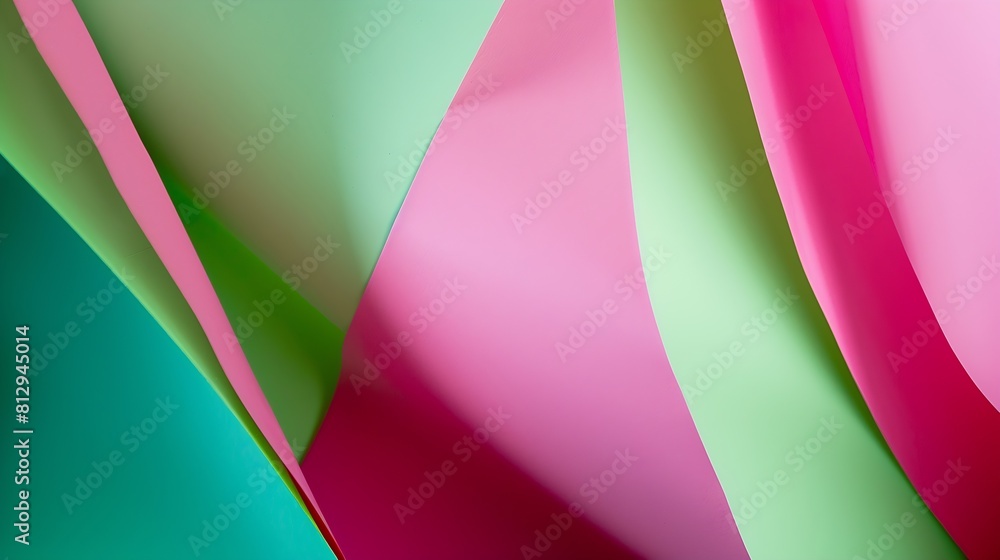 Poster layout of colorful carton sheets in pink and green shades : generative ai