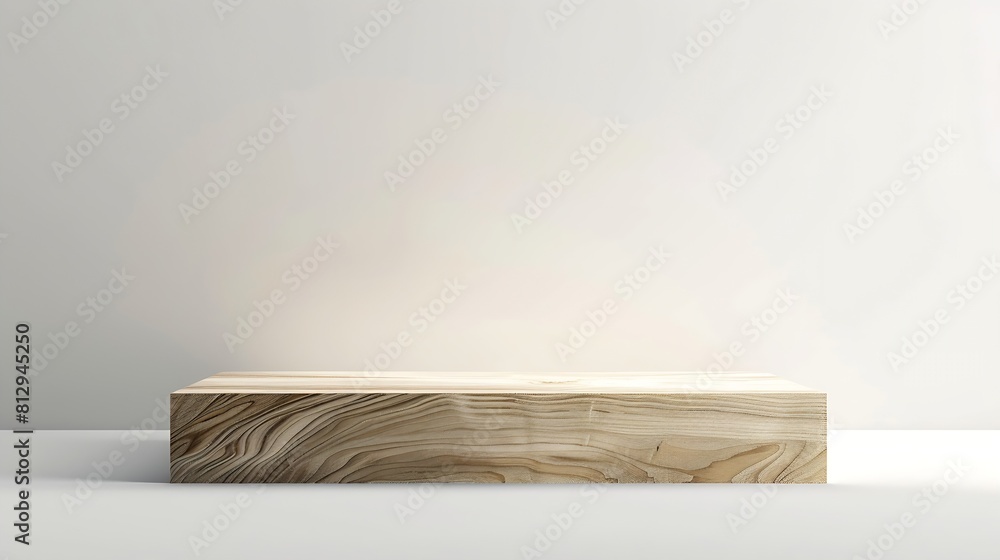 Poster Old wood product display podium presentation minimal style isolated on white background with clipping path for design work : Generative AI