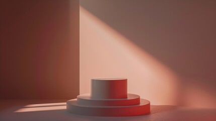 Obraz premium Rectangle podium with a round podium stacked on and a square podium beside Minimal scene with geometric podium platform : Generative AI