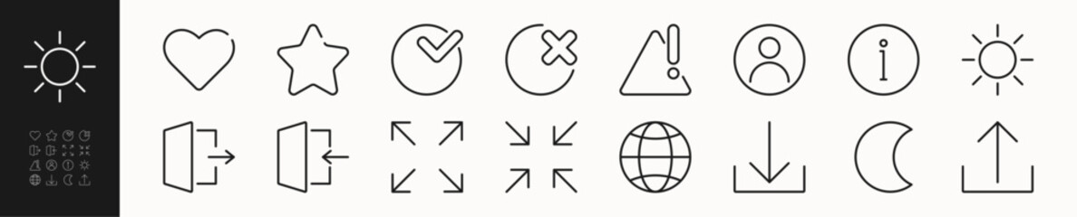 User interface, ui, internet, worldwide, www, website, computer line icons set 3. Network sign, symbol. Isolated on a white background. Pixel perfect. Editable stroke. 64x64.