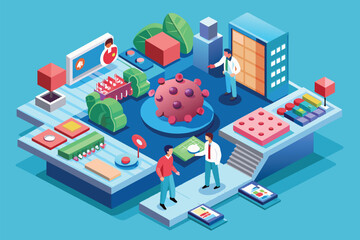 Multiple individuals gathered indoors, socializing and conversing in a room, Lymphoma Customizable Isometric Illustration