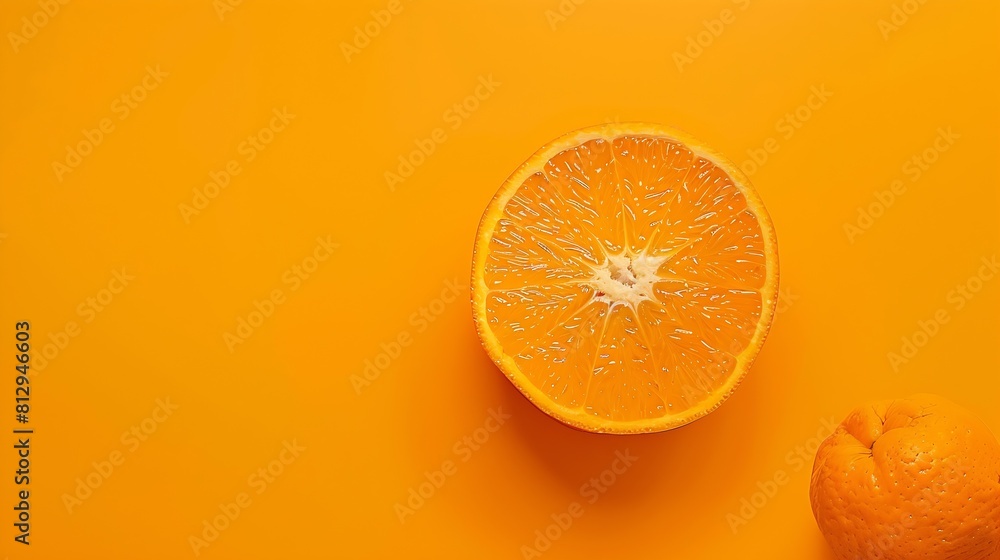 Poster creative layout made of orange flat lay food concept macro concept orange background : generative ai