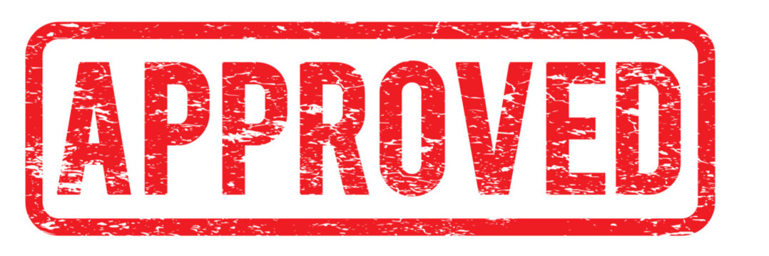 Grunge color  approved square rubber seal stamp on white background