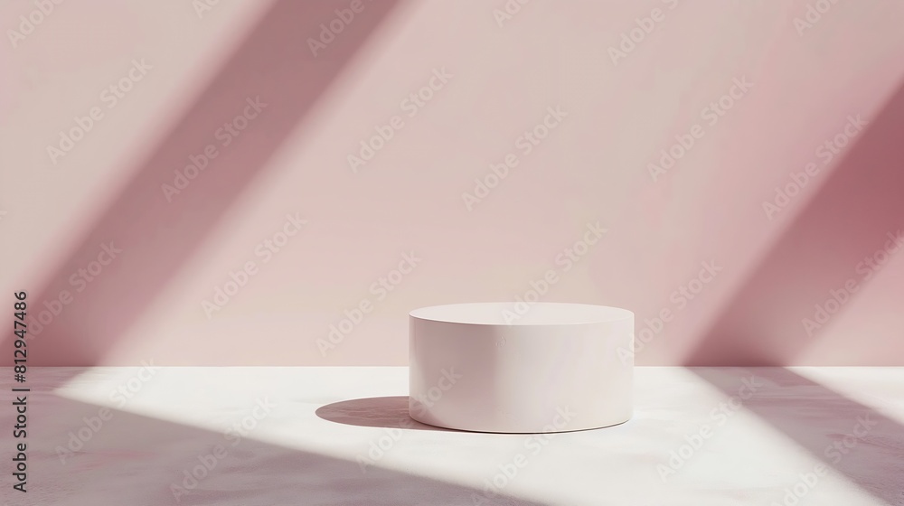 Poster abstract empty white podium on pastel background with shadow mock up stand for product presentation 