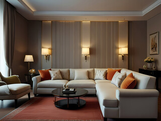 Modern living room with sofa and decoration