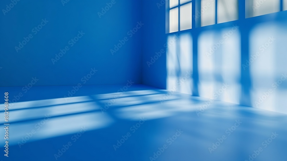 Poster abstract blue studio background for product presentation empty room with shadows of window 3d room w