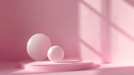 Minimal background mock up with podium for product displayAbstract white geometry shape background minimalist Valentines day pink backgroundAbstract mock up backgroundup 3D rendering : Generative AI