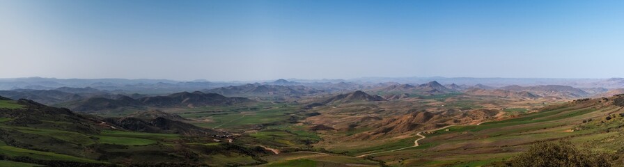 panorama landscape view of the Tigrigra Plain and Ito Scenic Viewpoint in northern Morocco