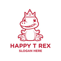 Happy t-rex logo vector illustration