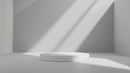 Abstract empty white podium on grey background Mock up stand for product presentation 3D Render Minimal concept Advertising template : Generative AI