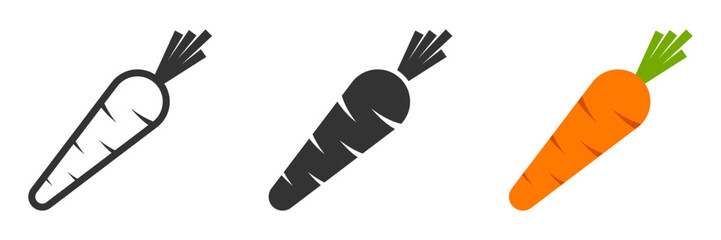 Carrot icon set. Vector illustration.