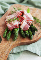Asparagus and bacon ready for cooking